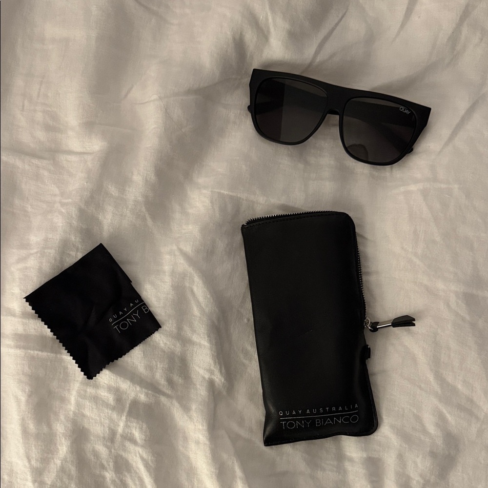 Quay Australia x Tony Bianco Black Sunglasses with Case Drama by Day